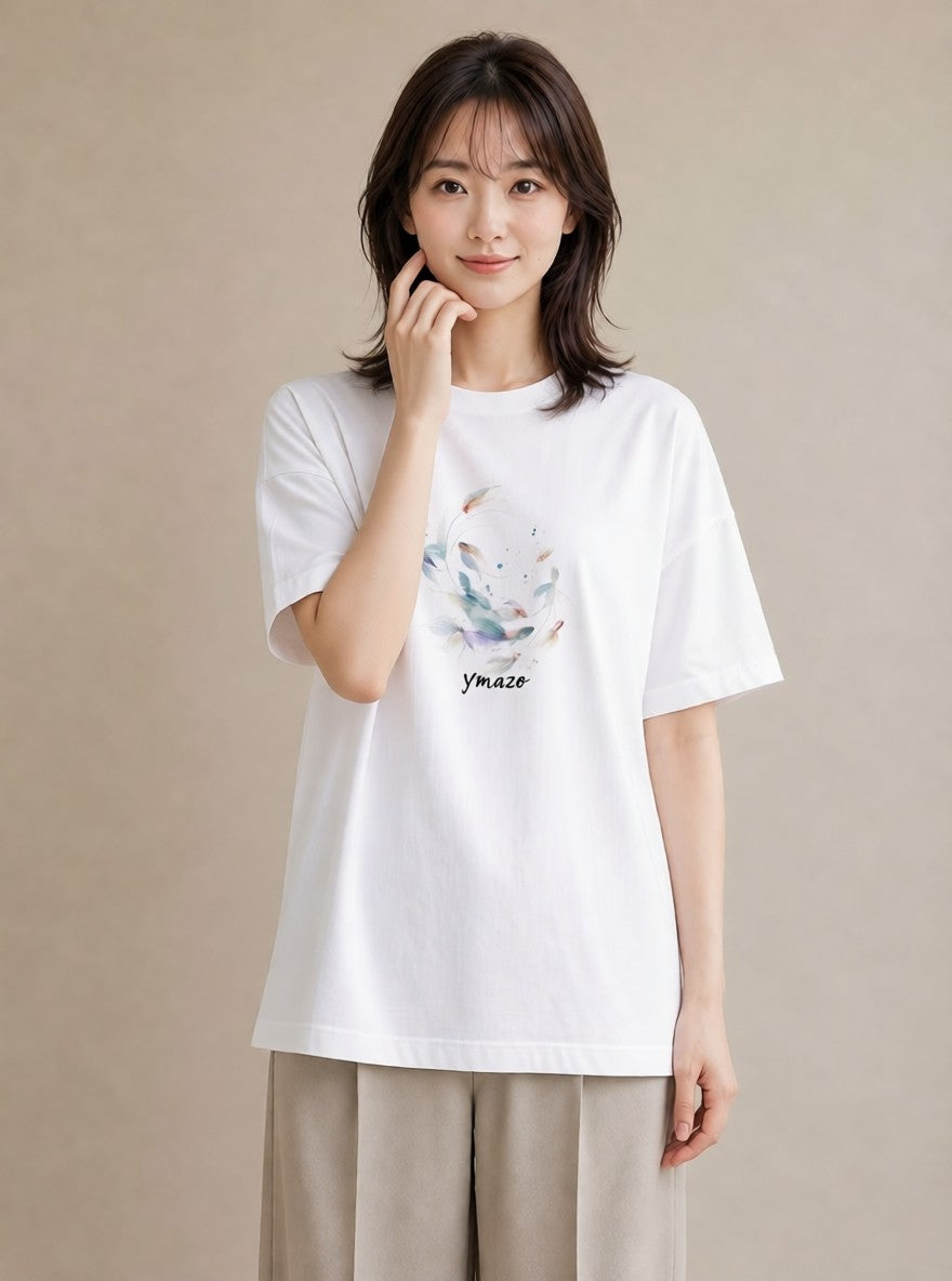 プリントTシャツ レディース 熱帯魚 海の生き物 海 イラスト 手描き風 休日 ペアコーデ 白T