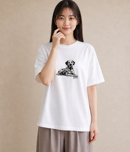 Tシャツ レディース ダルメシアン 犬 いぬ イラスト ナチュラル 社会人 女性 白T