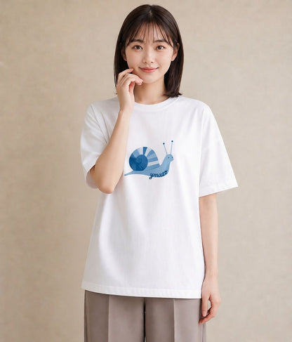 半袖Tシャツ レディース かたつむり 昆虫 虫 イラスト ナチュラル 社会人 女性 白T