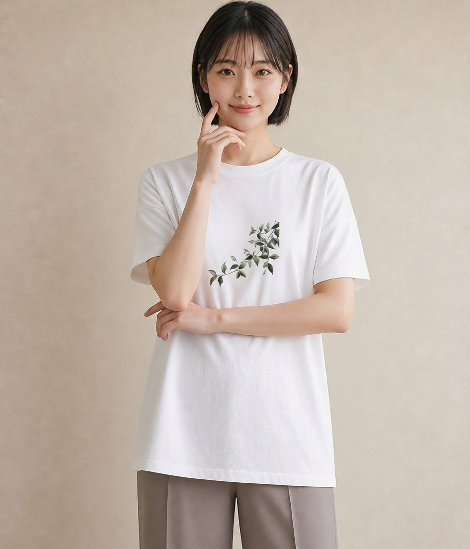 デザインTシャツ レディース ボタニカル 植物 イラスト シック おしゃれギフト 社会人 白T