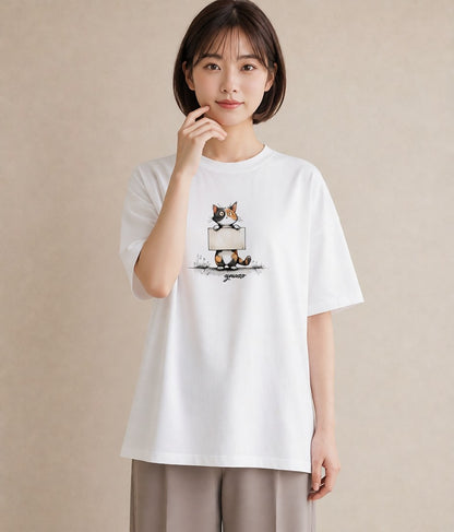 プリントTシャツ レディース 靴下猫 猫 ねこ イラスト きれいめ ホワイトデー 春服 白T