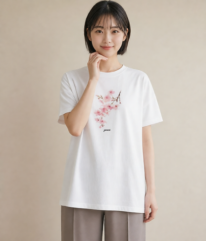 デザインTシャツ レディース 梅 花 花柄 イラスト レトロ 誕生日プレゼント 綿100 白T