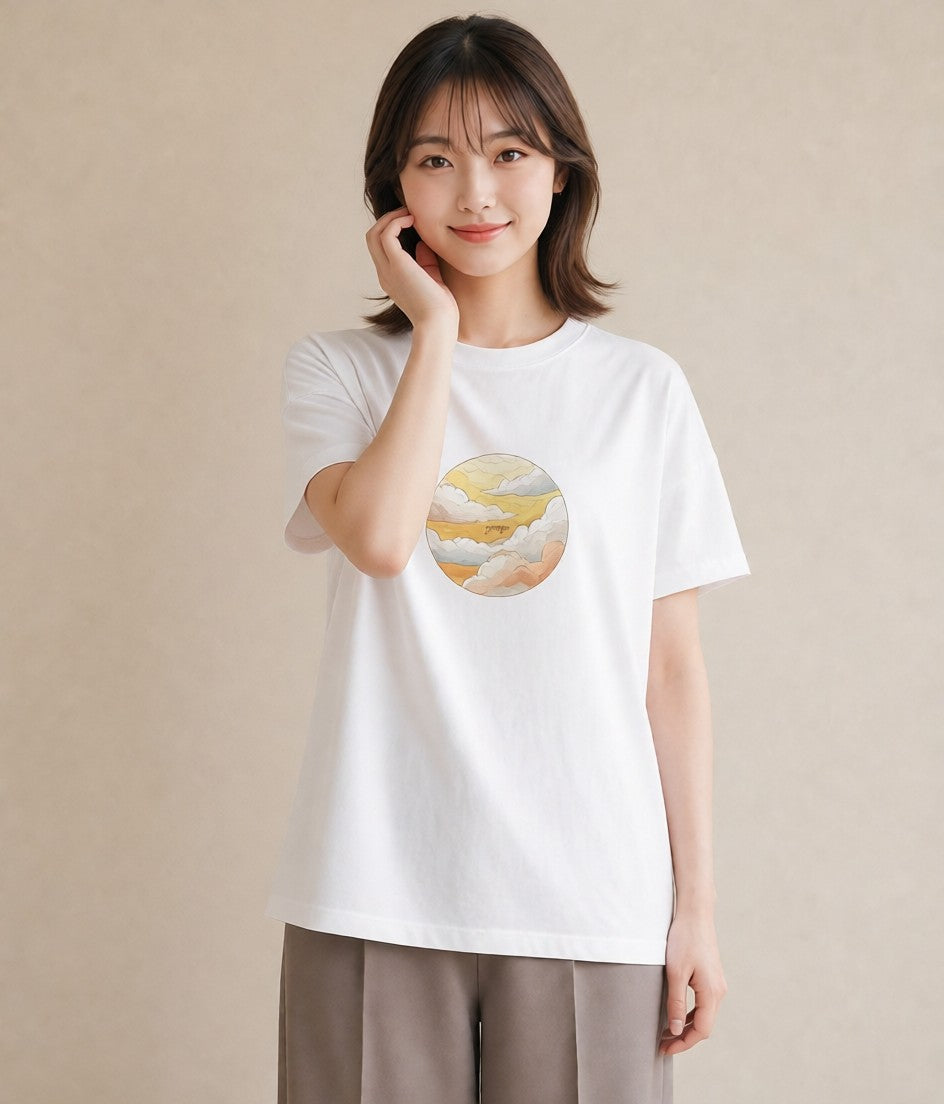 半袖Tシャツ レディース 惑星 星空 宇宙 イラスト ナチュラル 20代 カジュアルコーデ 白T