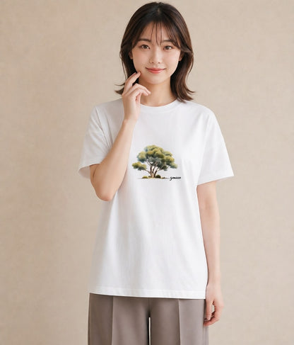 グラフィックTシャツ レディース 盆栽 植物 ボタニカル イラスト きれいめカジュアル デート 帰省 白T