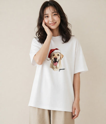 半袖Tシャツ レディース ラブラドールレトリバー 犬 いぬ イラスト 手描き風 公園 ママ 白T