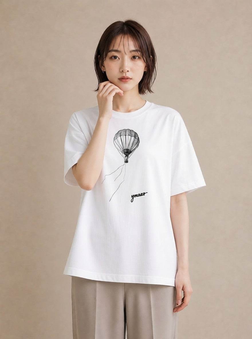 Tシャツ レディース 紙風船 和紙 ナチュラル アンティーク イラスト モード ホワイトデー 春服 白T