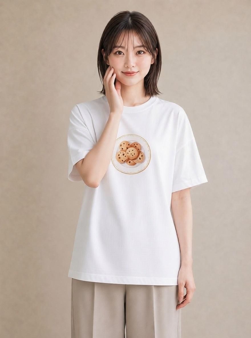 Tシャツ レディース マフィン 食べ物 フード イラスト レトロ 社会人 女性 白T