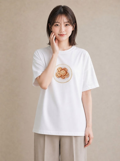 Tシャツ レディース マフィン 食べ物 フード イラスト レトロ 社会人 女性 白T
