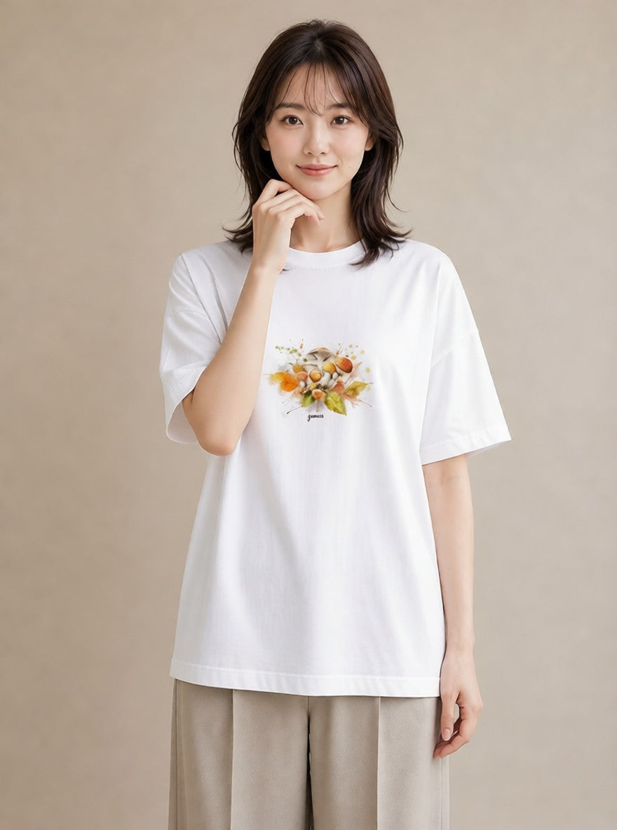 デザインTシャツ レディース 実り 植物 ボタニカル イラスト モード おしゃれギフト 社会人 白T