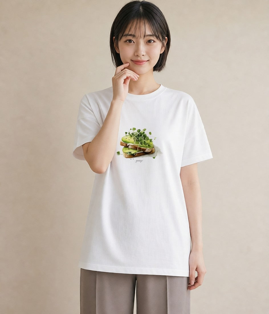 グラフィックTシャツ レディース アボカド 食べ物 フード イラスト 水彩風 秋コーデ おしゃれギフト 白T