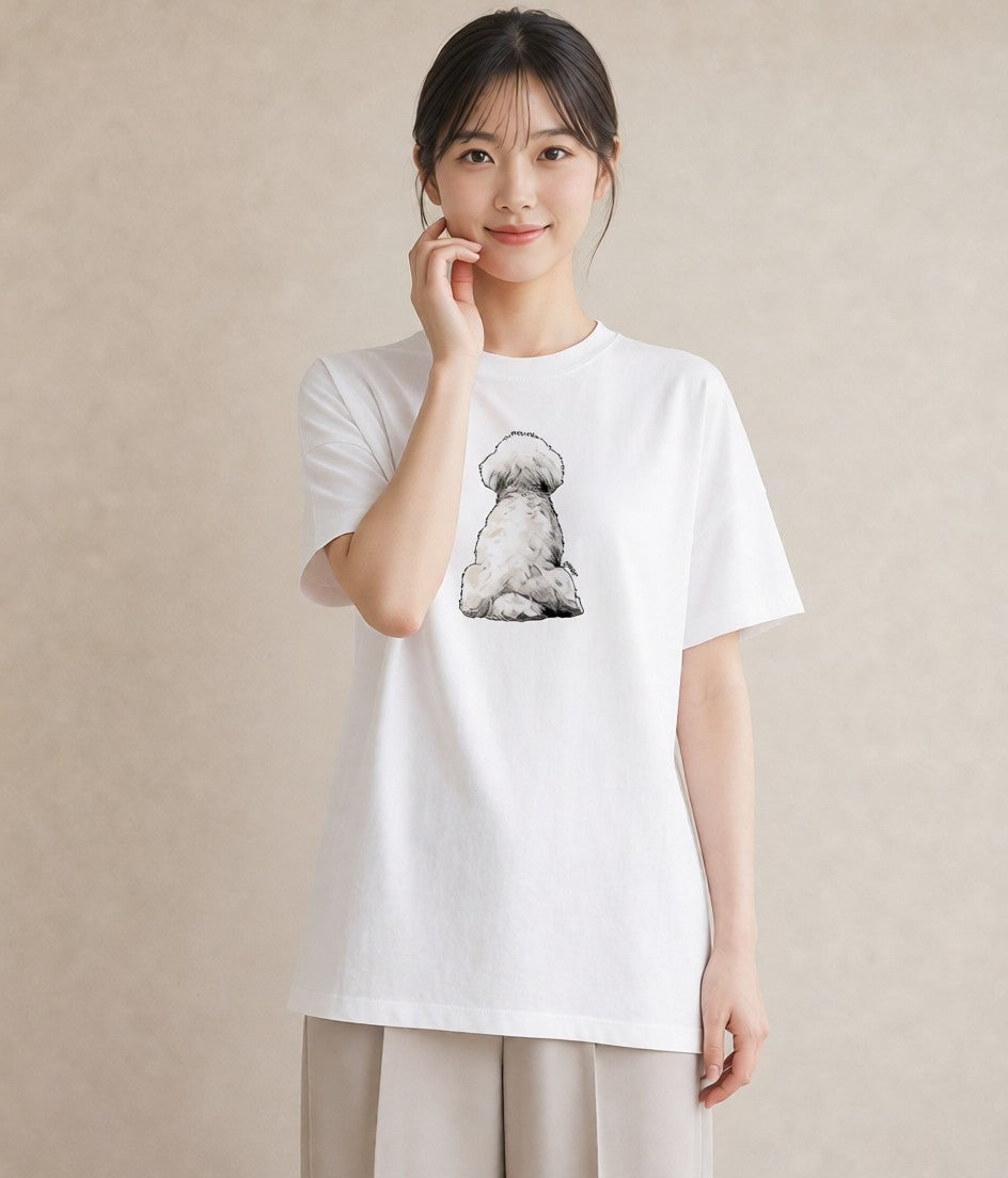 Tシャツ レディース ビションフリーゼ 犬 いぬ イラスト 秋コーデ おしゃれギフト 白T