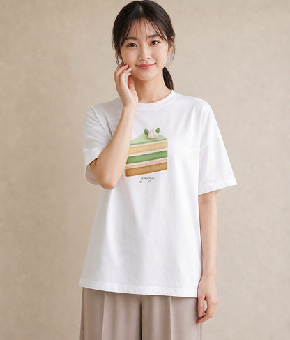 プリントTシャツ レディース あんみつ 食べ物 フード イラスト カフェコーデ 20代 カジュアルコーデ 白T