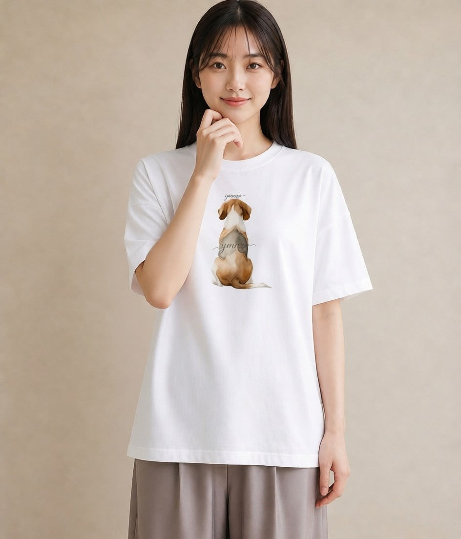 プリントTシャツ レディース ビーグル 犬 いぬ イラスト 北欧風 お出かけ 普段着 白T