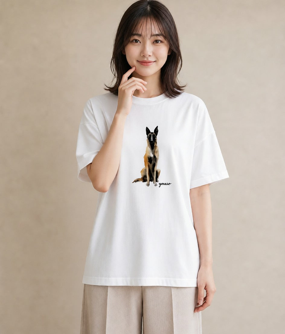 グラフィックTシャツ レディース ジャーマンシェパード 犬 いぬ イラスト 手描き風 ホワイトデー 春服 白T