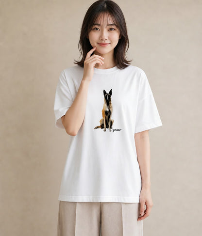 グラフィックTシャツ レディース ジャーマンシェパード 犬 いぬ イラスト 手描き風 ホワイトデー 春服 白T