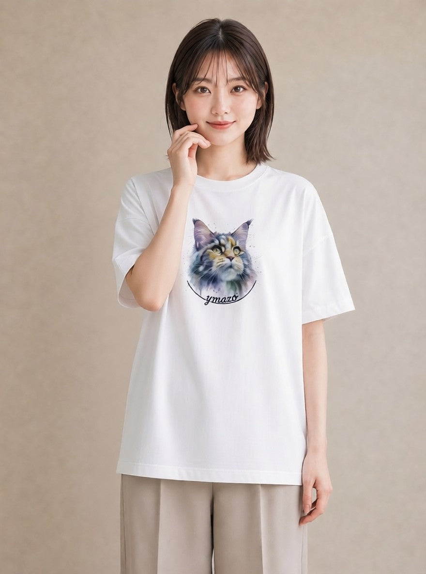 Tシャツ レディース ラグドール 猫 ねこ イラスト ミニマル 母娘コーデ 自分用 白T