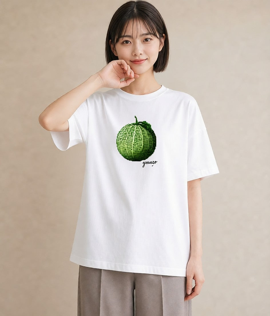 プリントTシャツ レディース メロン 食べ物 フード イラスト カフェコーデ 春服 ミセス 白T