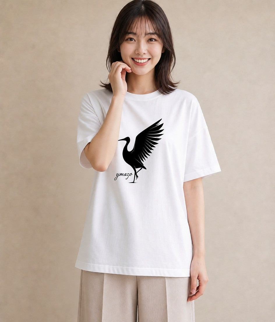 デザインTシャツ レディース 折り鶴 折り紙 ナチュラル アンティーク イラスト モード 20代 カジュアルコーデ 白T