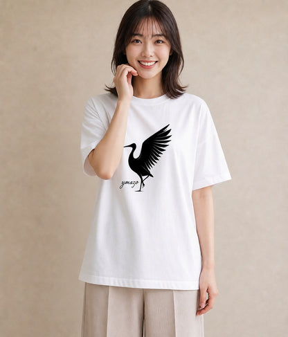 デザインTシャツ レディース 折り鶴 折り紙 ナチュラル アンティーク イラスト モード 20代 カジュアルコーデ 白T