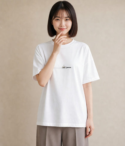 半袖Tシャツ レディース 紙の船 水辺 ナチュラル アンティーク イラスト ガーリー 誕生日プレゼント 綿100 白T