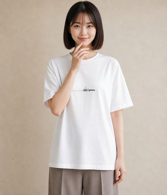 半袖Tシャツ レディース 紙の船 水辺 ナチュラル アンティーク イラスト ガーリー 誕生日プレゼント 綿100 白T