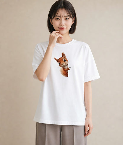 デザインTシャツ レディース シマリス ペット 動物 イラスト 20代 カジュアルコーデ 白T