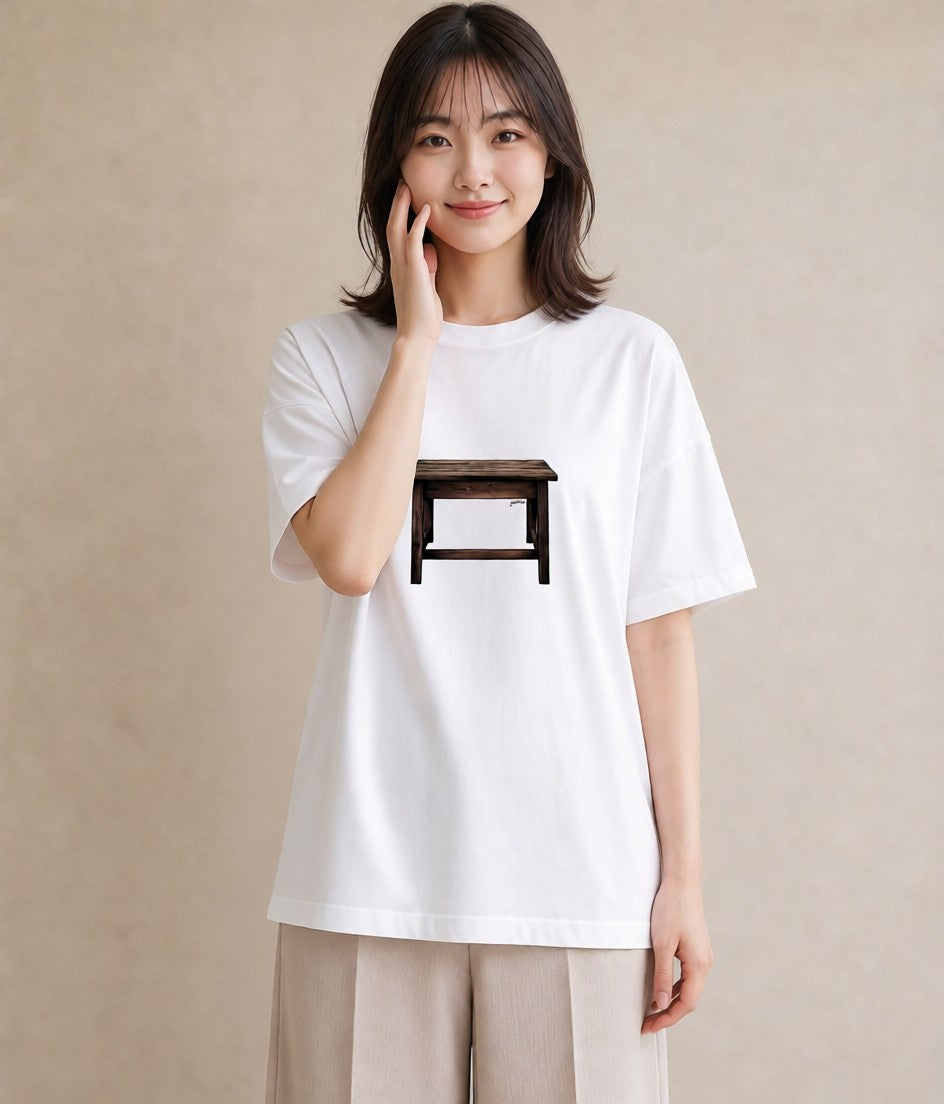 プリントTシャツ レディース 雨上がりのベンチ ベンチ ナチュラル アンティーク イラスト ゆるかわ 春コーデ 姉妹 白T