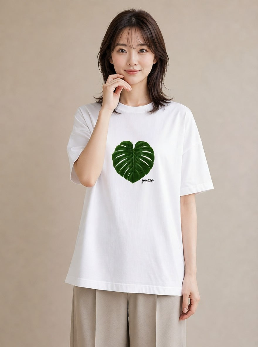グラフィックTシャツ レディース モンステラ 植物 ボタニカル イラスト お洒落 お揃い 親子 白T