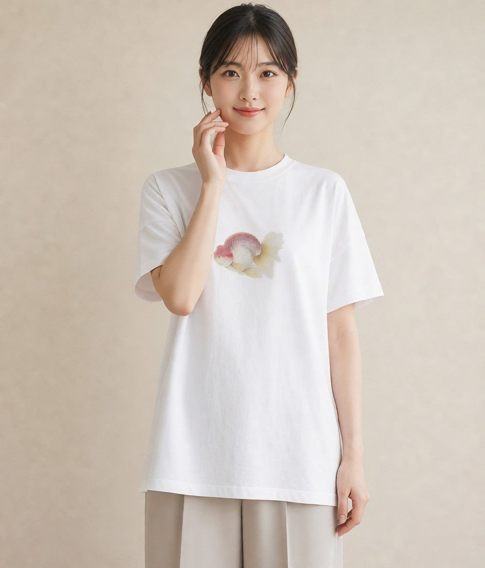 Tシャツ レディース ベタ ペット 動物 イラスト 水彩風 ビーチ デイリーウェア 白T