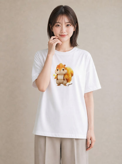 グラフィックTシャツ レディース シマリス ペット 動物 イラスト 手描き風 ルームウェア ギフト 白T