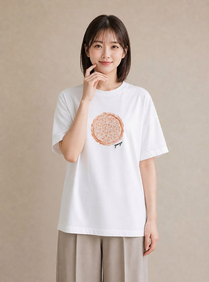 半袖Tシャツ レディース ベーグル 食べ物 フード イラスト シック ホワイトデー 春服 白T