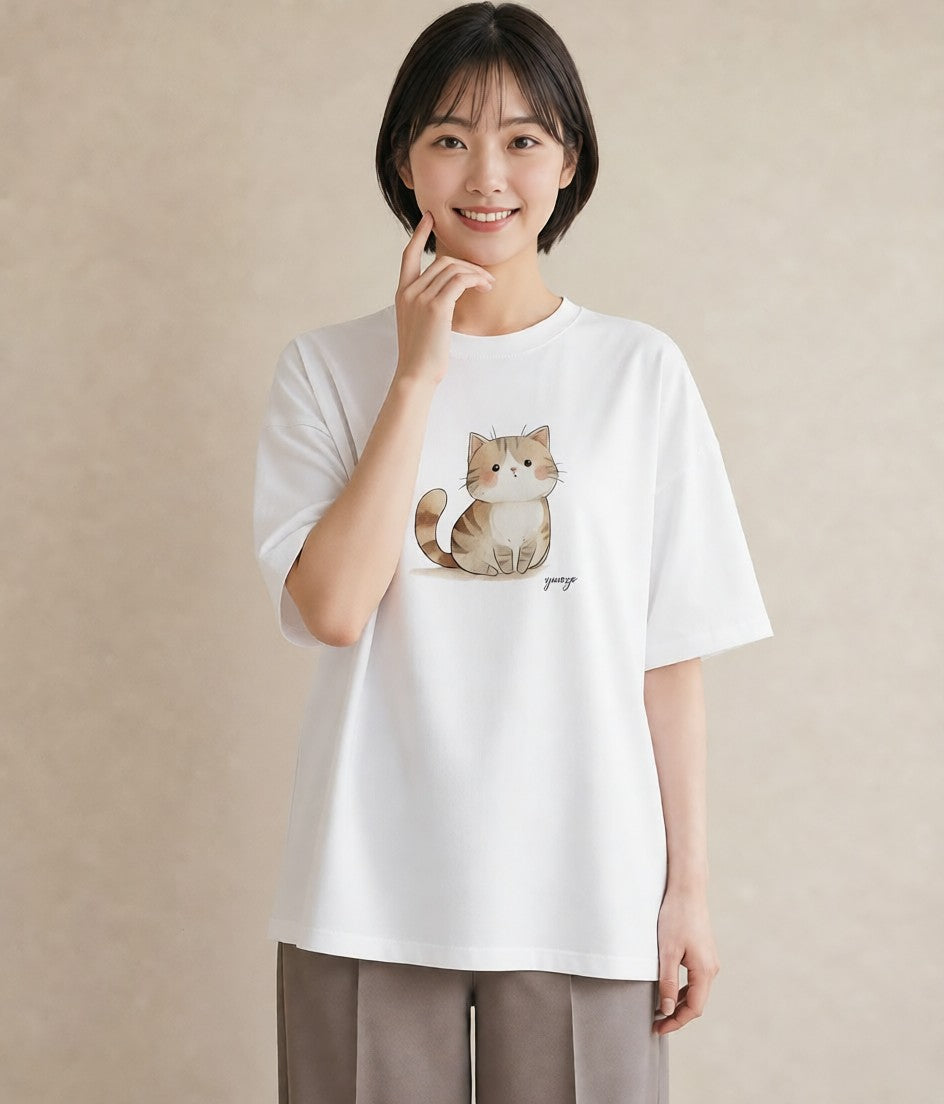 Tシャツ レディース マンチカン 猫 ねこ イラスト お洒落 ホワイトデー 春服 白T