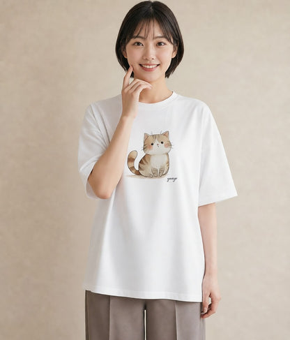 Tシャツ レディース マンチカン 猫 ねこ イラスト お洒落 ホワイトデー 春服 白T