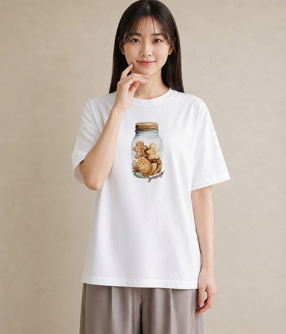 半袖Tシャツ レディース はちみつ 食べ物 フード イラスト レトロ 社会人 女性 白T