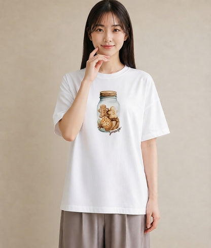 半袖Tシャツ レディース はちみつ 食べ物 フード イラスト レトロ 社会人 女性 白T