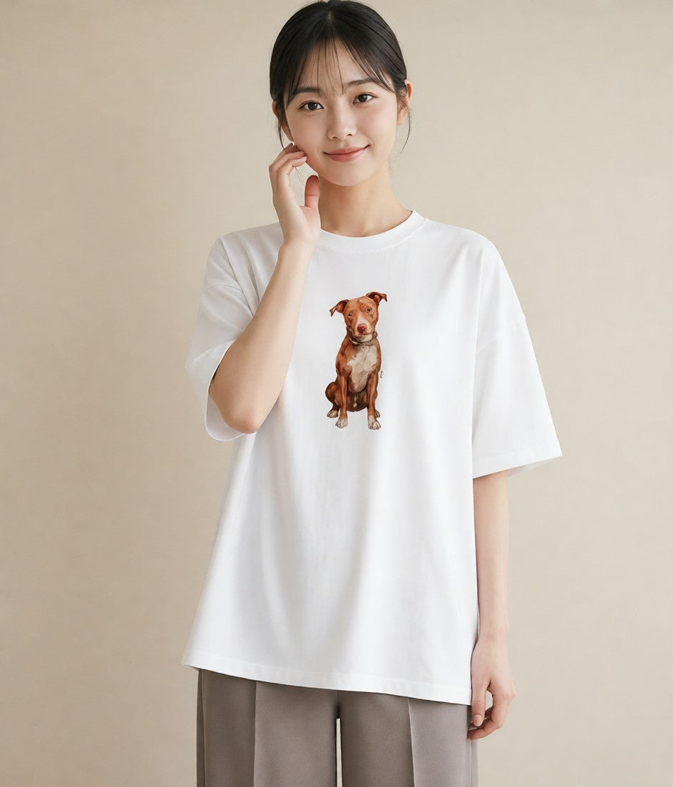 デザインTシャツ レディース 保護犬 犬 いぬ イラスト フェミニン レイヤード 友達ギフト 白T