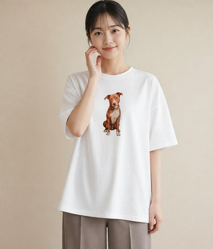 デザインTシャツ レディース 保護犬 犬 いぬ イラスト フェミニン レイヤード 友達ギフト 白T