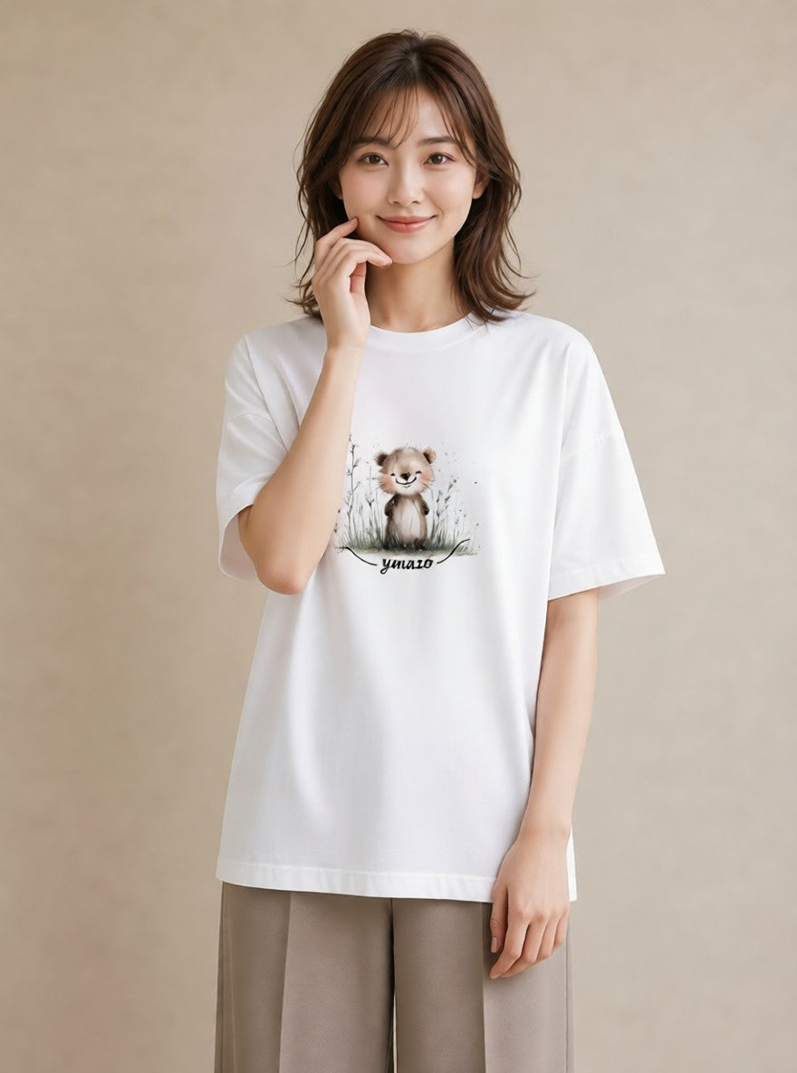 Tシャツ レディース ラッコ 動物 アニマル イラスト 休日コーデ 通学 誕生日プレゼント 白T