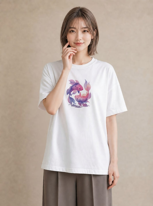 Tシャツ レディース 熱帯魚 海の生き物 海 イラスト 北欧風 女性向けギフト 散歩 白T