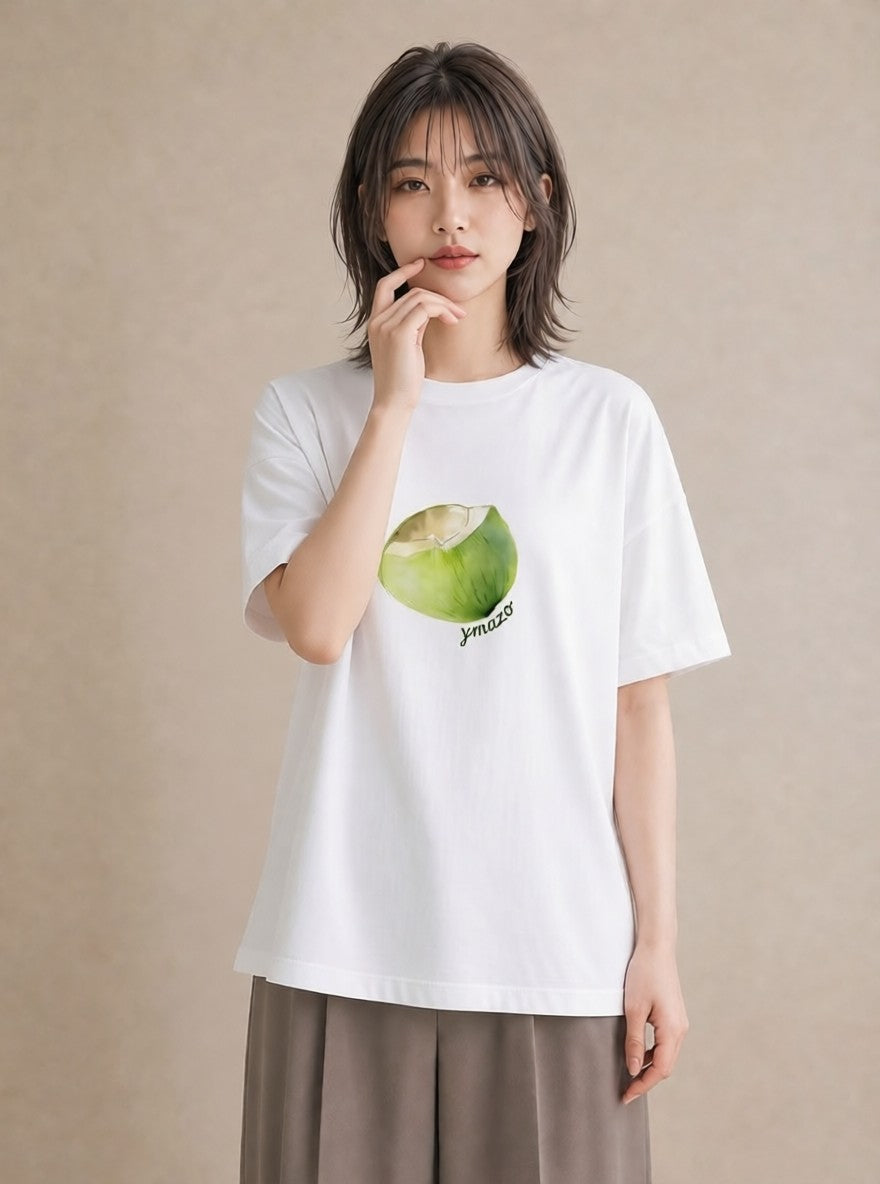 デザインTシャツ レディース おにぎり 食べ物 フード イラスト ヴィンテージ風 散歩 お出かけ 白T