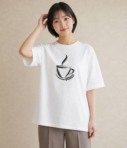 プリントTシャツ レディース コーヒー カフェ 珈琲 イラスト 北欧風 在宅 公園 白T