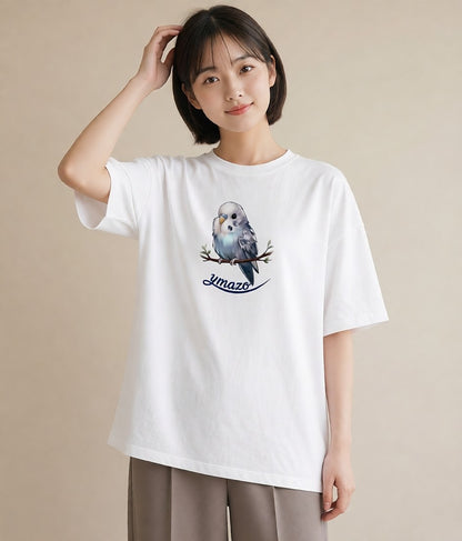 グラフィックTシャツ レディース 遠い家と鳥 風景 鳥 ナチュラル アンティーク イラスト 普段使い 海 カフェ巡り 白T