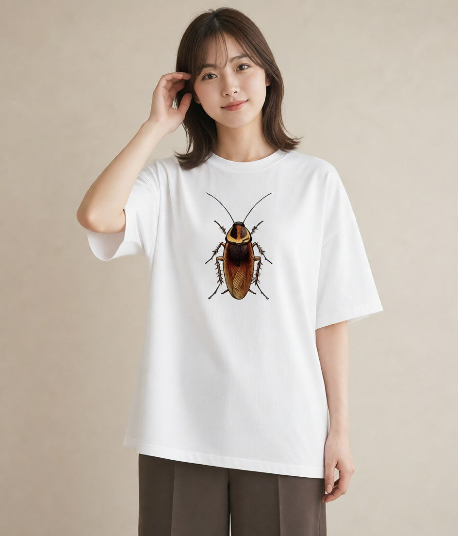 デザインTシャツ レディース クワガタ 昆虫 虫 イラスト 線画 秋コーデ おしゃれギフト 白T