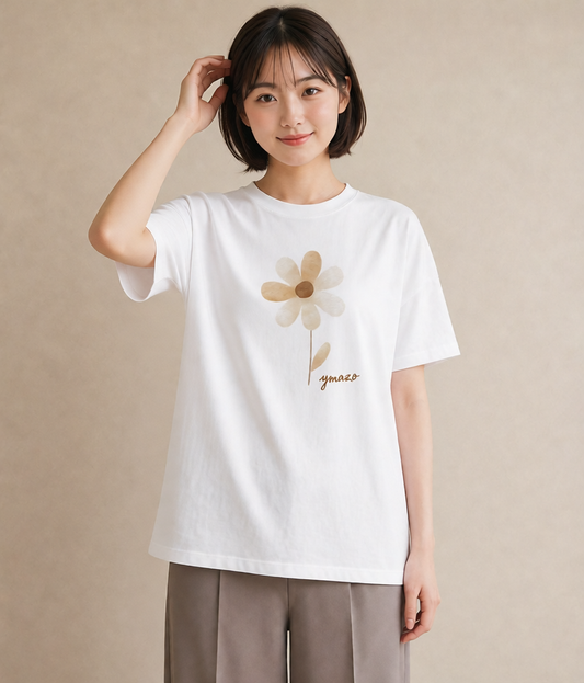 半袖Tシャツ レディース クローバー 四つ葉 花 花柄 イラスト ミニマル 誕生日プレゼント 綿100 白T