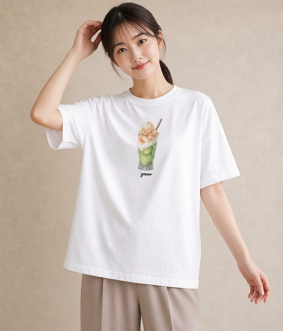 グラフィックTシャツ レディース ショートケーキ 食べ物 フード イラスト こなれ感 ビーチ デイリーウェア 白T