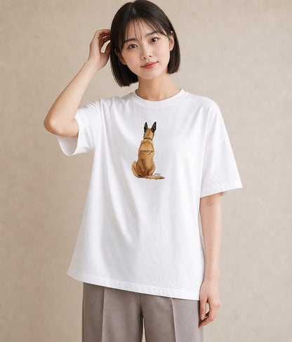 デザインTシャツ レディース ジャーマンシェパード 犬 いぬ イラスト ミニマル 秋コーデ おしゃれギフト 白T