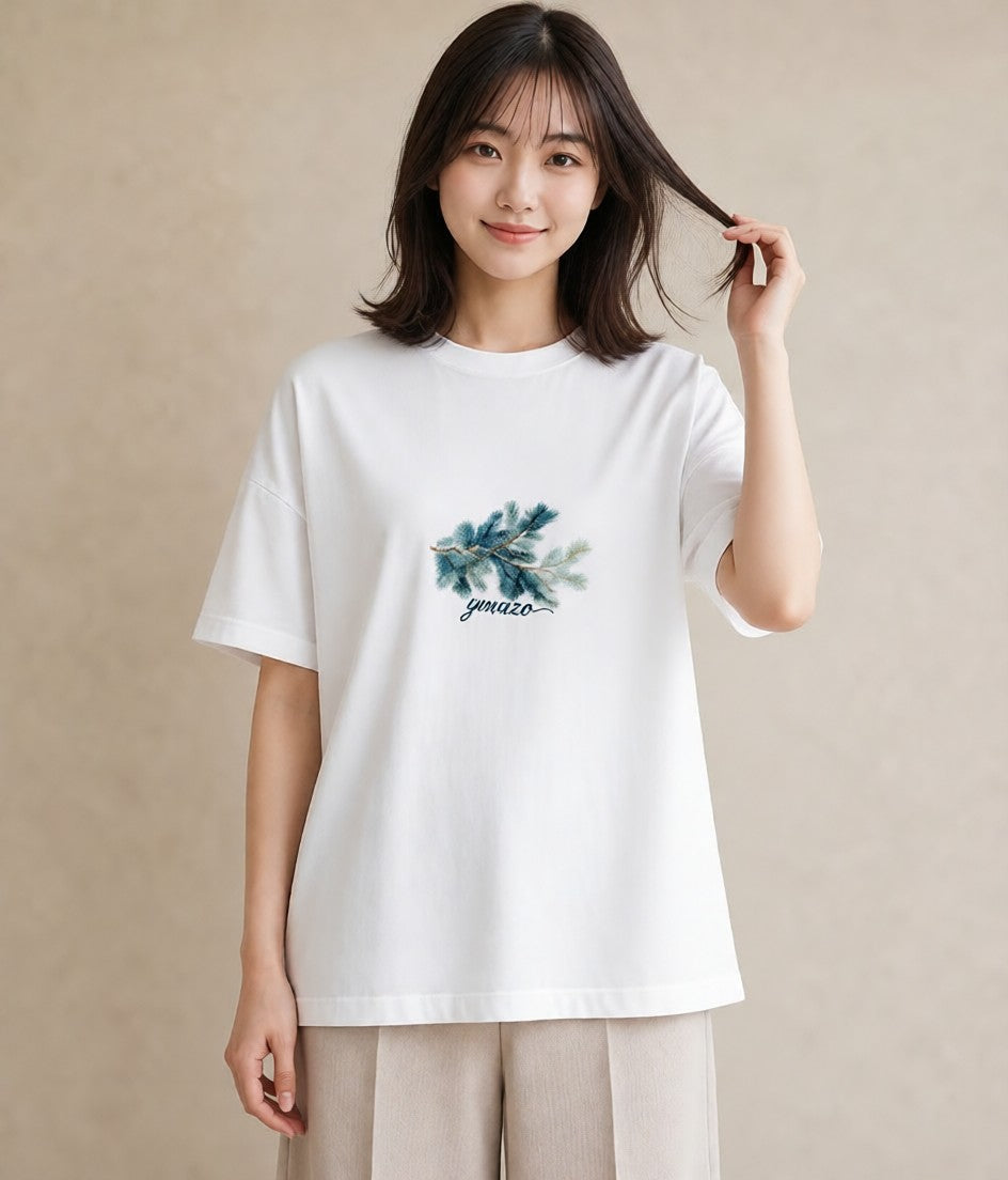 グラフィックTシャツ レディース 松ぼっくり 植物 ボタニカル イラスト シンプル カジュアルコーデ 買い物 白T