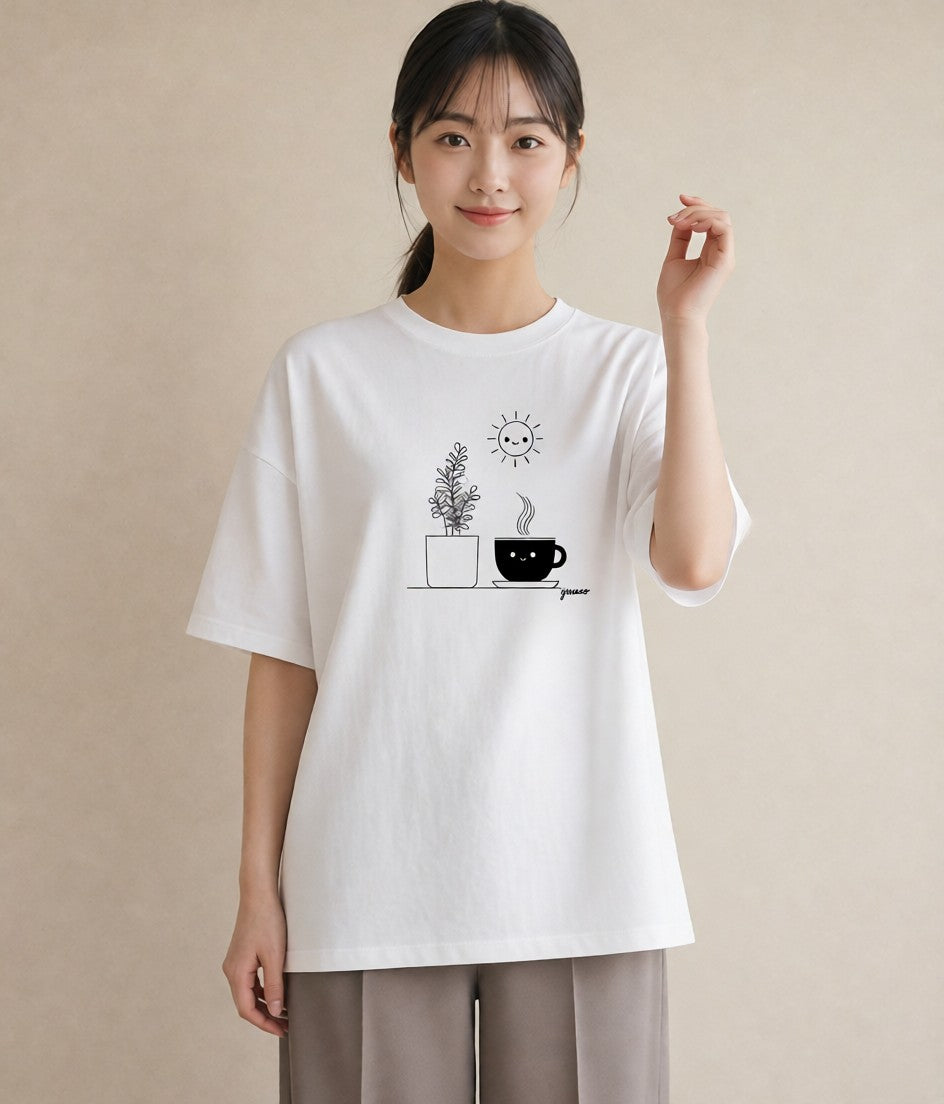 グラフィックTシャツ レディース 観葉植物 ボタニカル 植物 イラスト ナチュラル レイヤード 友達ギフト 白T