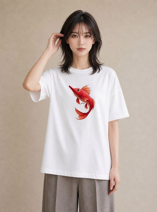 半袖Tシャツ レディース グッピー ペット 動物 イラスト モード ミセス 春コーデ 白T