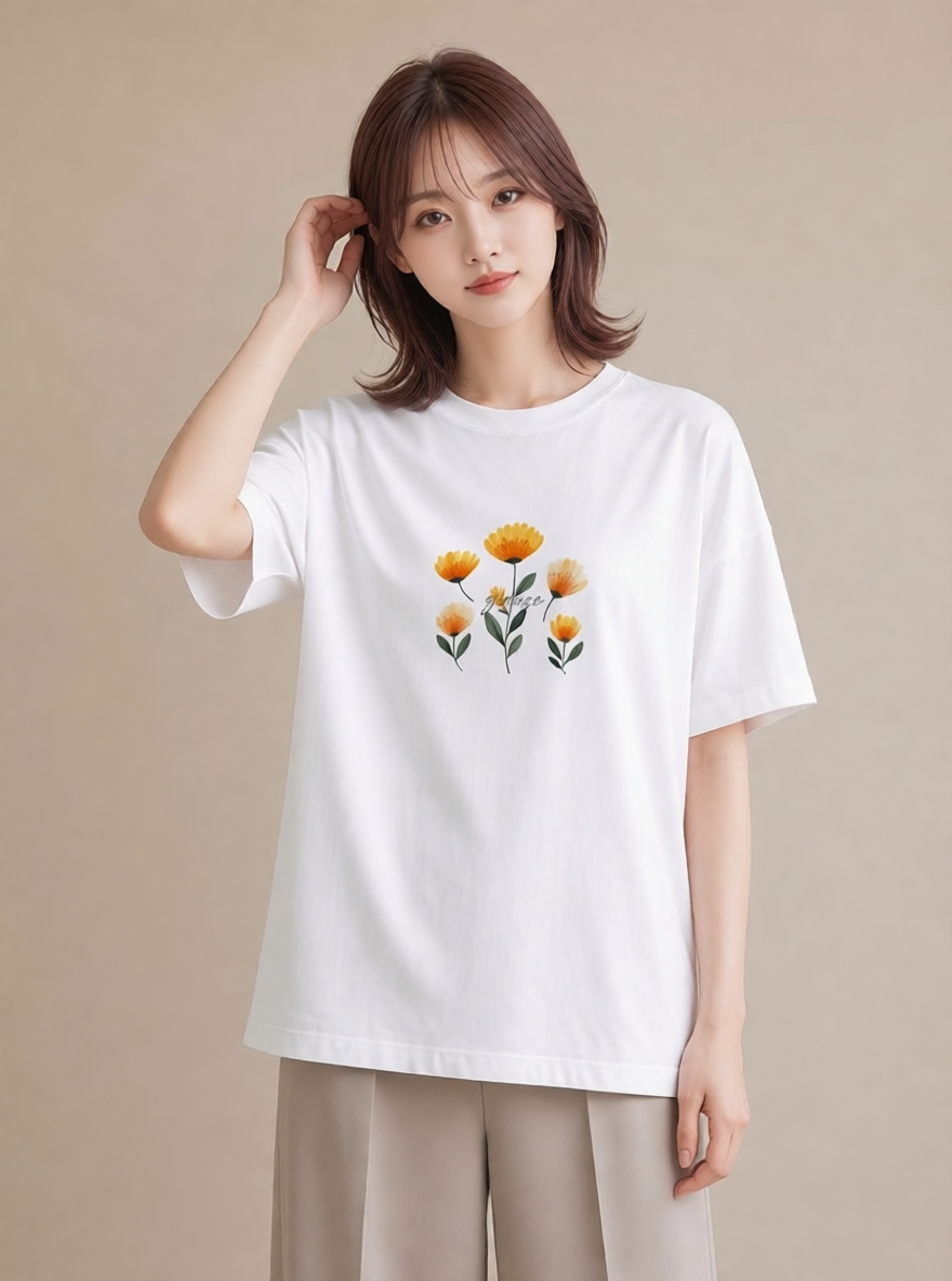 プリントTシャツ レディース たんぽぽ 花 花柄 イラスト 可愛い お揃い 親子 白T